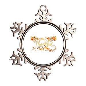 Funny Cute Thankful Thanksgiving Fall Autumn Leaves Metallic Star Ornament