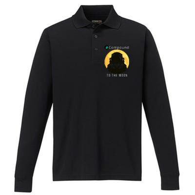 Funny Compound To The Moon Crypto Merch Compound Crypto Is My Retirement Performance Long Sleeve Polo