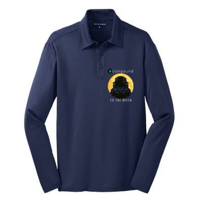 Funny Compound To The Moon Crypto Merch Compound Crypto Is My Retirement Silk Touch Performance Long Sleeve Polo