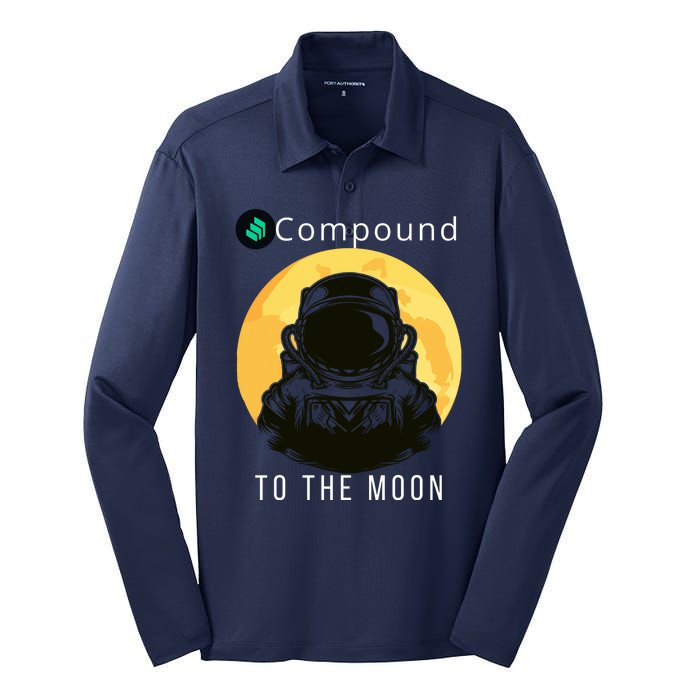 Funny Compound To The Moon Crypto Merch Compound Crypto Is My Retirement Silk Touch Performance Long Sleeve Polo