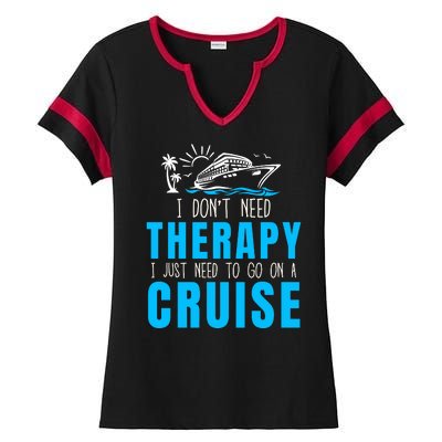 Funny Cruise Therapy Cruise Squad Family Cruise Vacation Cruise Ship Cruising Ladies Halftime Notch Neck Tee