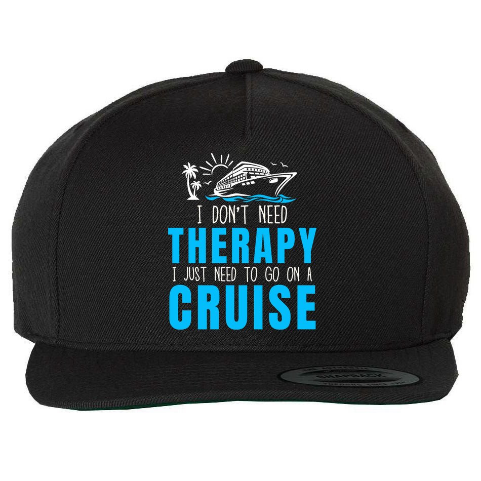 Funny Cruise Therapy Cruise Squad Family Cruise Vacation Cruise Ship Cruising Wool Snapback Cap