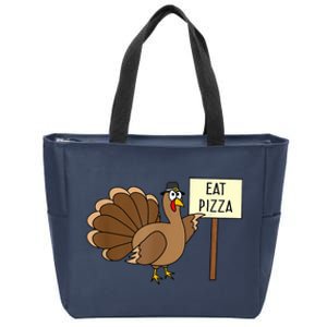 Funny Cute Turkey Eat Pizza Adult Vegan Thanksgivin Zip Tote Bag