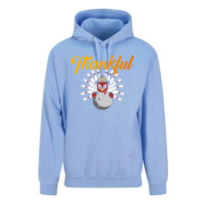 Funny Cute Thankful Turkey Bowling Face, Thankful Grateful Blessed Autumn Fall 2 Unisex Surf Hoodie