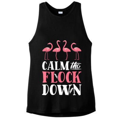 Flamingo Calm The Flock Down Funny Pink Bird Lovers Summer Ladies PosiCharge Tri-Blend Wicking Tank