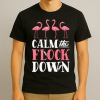 Flamingo Calm The Flock Down Funny Pink Bird Lovers Summer T-Shirt