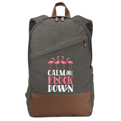 Flamingo Calm The Flock Down Funny Pink Bird Lovers Summer Cotton Canvas Backpack