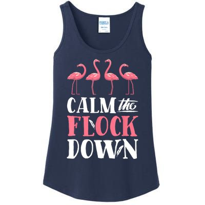 Flamingo Calm The Flock Down Funny Pink Bird Lovers Summer Ladies Essential Tank