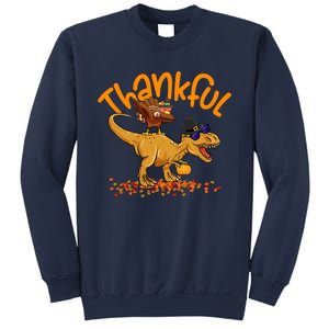 Funny Cute Thankful Turkey Dinosaurs , Happpy Thanksgiving Day Autumn Fall Sweatshirt