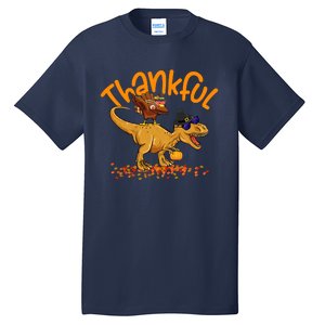 Funny Cute Thankful Turkey Dinosaurs , Happpy Thanksgiving Day Autumn Fall Tall T-Shirt