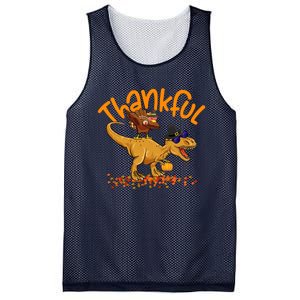 Funny Cute Thankful Turkey Dinosaurs , Happpy Thanksgiving Day Autumn Fall Mesh Reversible Basketball Jersey Tank