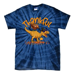 Funny Cute Thankful Turkey Dinosaurs , Happpy Thanksgiving Day Autumn Fall Tie-Dye T-Shirt