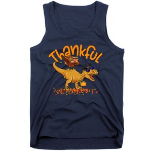 Funny Cute Thankful Turkey Dinosaurs , Happpy Thanksgiving Day Autumn Fall Tank Top