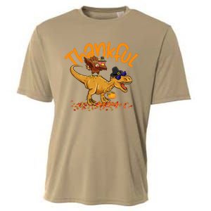 Funny Cute Thankful Turkey Dinosaurs , Happpy Thanksgiving Day Autumn Fall Cooling Performance Crew T-Shirt