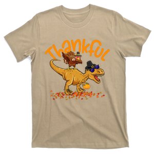 Funny Cute Thankful Turkey Dinosaurs , Happpy Thanksgiving Day Autumn Fall T-Shirt