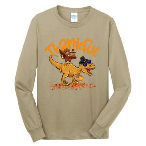 Funny Cute Thankful Turkey Dinosaurs , Happpy Thanksgiving Day Autumn Fall Tall Long Sleeve T-Shirt