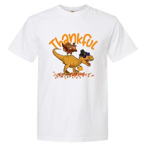 Funny Cute Thankful Turkey Dinosaurs , Happpy Thanksgiving Day Autumn Fall Garment-Dyed Heavyweight T-Shirt