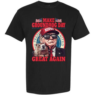 Funny Cool Trump Groundhog Make Groundhog Day Great Again Garment-Dyed Heavyweight T-Shirt
