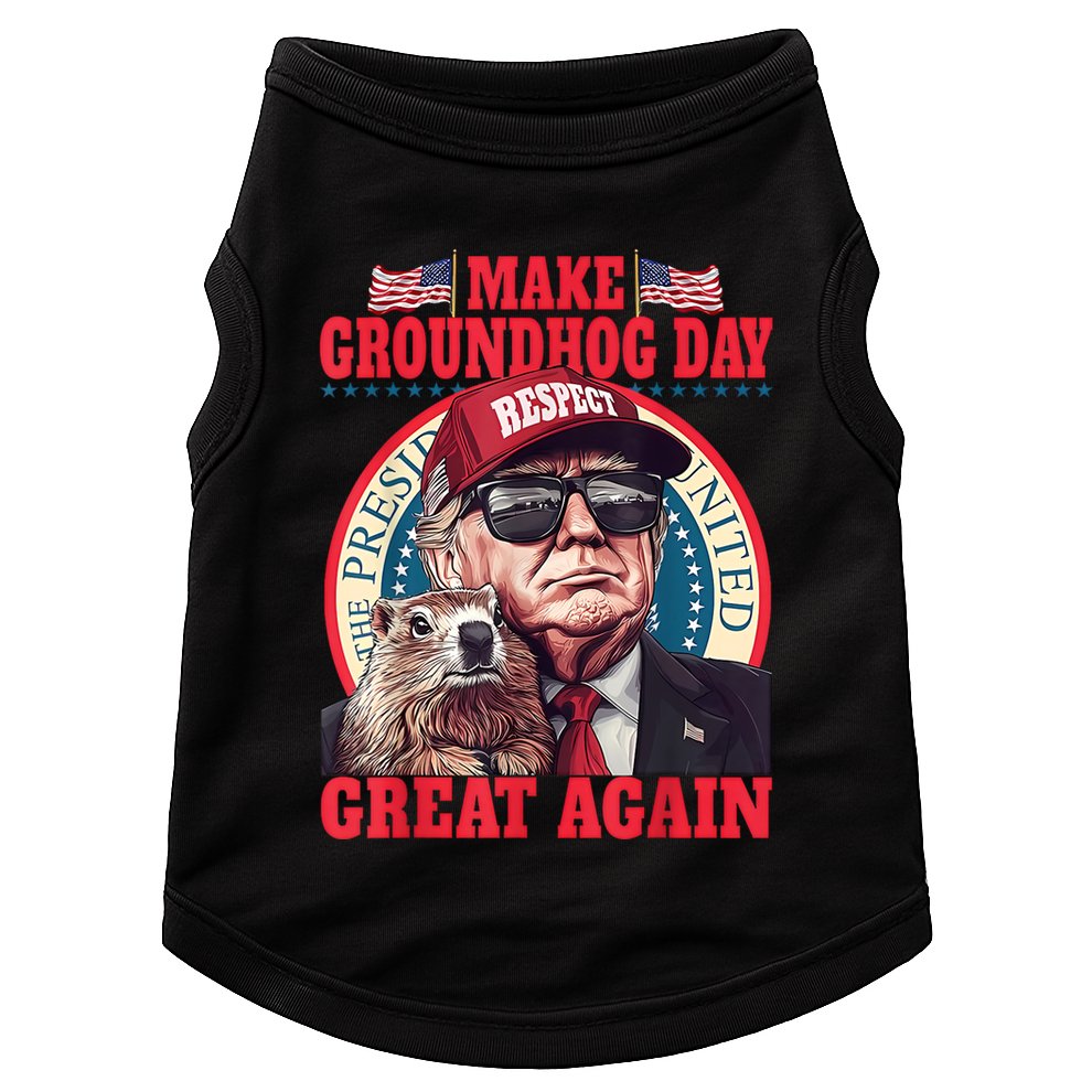 Funny Cool Trump Groundhog Make Groundhog Day Great Again Doggie Tank