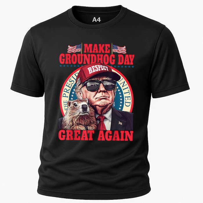 Funny Cool Trump Groundhog Make Groundhog Day Great Again Cooling Performance Crew T-Shirt