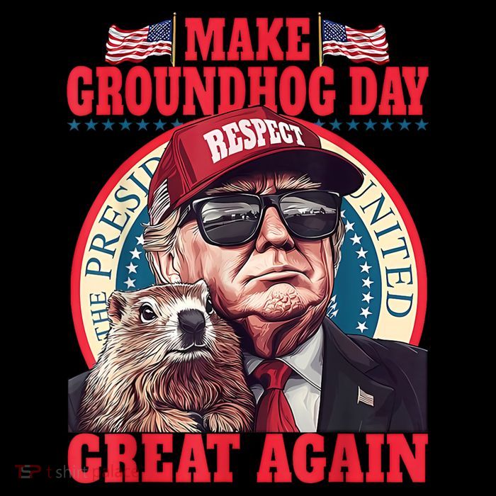 Funny Cool Trump Groundhog Make Groundhog Day Great Again T-Shirt