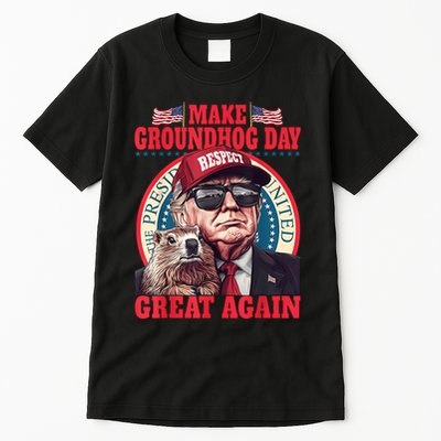 Funny Cool Trump Groundhog Make Groundhog Day Great Again Tall T-Shirt