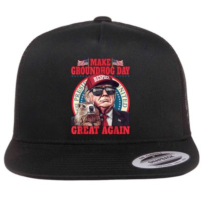 Funny Cool Trump Groundhog Make Groundhog Day Great Again Flatbill Hat