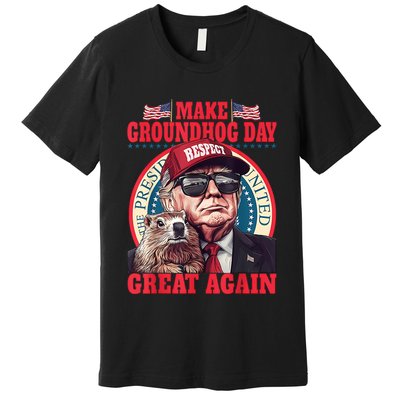 Funny Cool Trump Groundhog Make Groundhog Day Great Again Premium T-Shirt