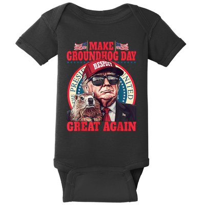 Funny Cool Trump Groundhog Make Groundhog Day Great Again Baby Bodysuit