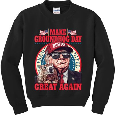 Funny Cool Trump Groundhog Make Groundhog Day Great Again Kids Sweatshirt