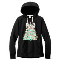 Floral Christmas Tree Leopard Coquette Bow Christmas Tree Sweat Women's Fleece Hoodie