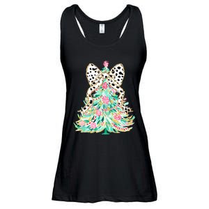 Floral Christmas Tree Leopard Coquette Bow Christmas Tree Sweat Ladies Essential Flowy Tank