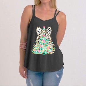 Floral Christmas Tree Leopard Coquette Bow Christmas Tree Sweat Women's Strappy Tank