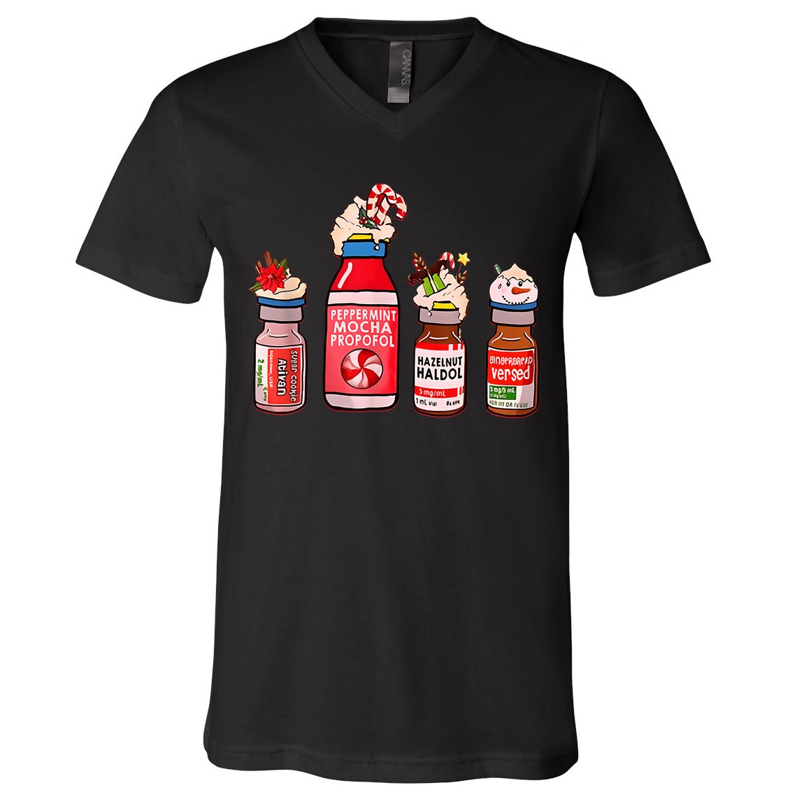 Funny Christmas Tee Crna Pacu ER ED ICU Cricital Care Nurse V-Neck T-Shirt