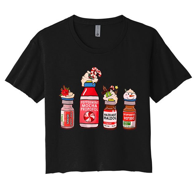 Funny Christmas Tee Crna Pacu ER ED ICU Cricital Care Nurse Crop Top