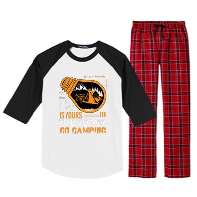 Funny Camp The World Is Yours To Discover Go Camping Gift Raglan Sleeve Pajama Set