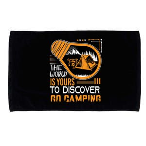 Funny Camp The World Is Yours To Discover Go Camping Gift Microfiber Hand Towel