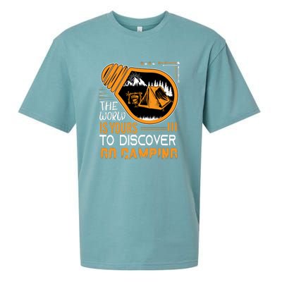 Funny Camp The World Is Yours To Discover Go Camping Gift Sueded Cloud Jersey T-Shirt