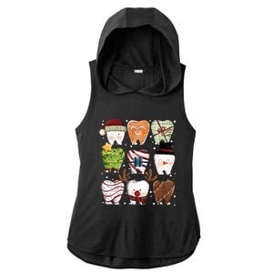 Funny Christmas Teeth Dental Dentist Santa Reindeer Snowman Gingerbread Ladies PosiCharge Tri-Blend Wicking Draft Hoodie Tank