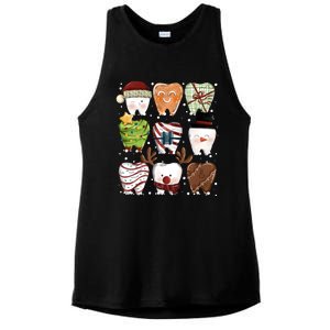 Funny Christmas Teeth Dental Dentist Santa Reindeer Snowman Gingerbread Ladies PosiCharge Tri-Blend Wicking Tank