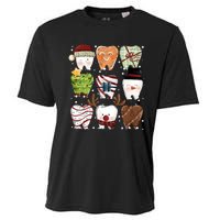 Funny Christmas Teeth Dental Dentist Santa Reindeer Snowman Gingerbread Cooling Performance Crew T-Shirt