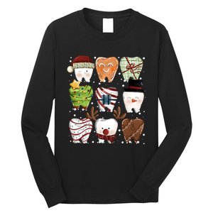 Funny Christmas Teeth Dental Dentist Santa Reindeer Snowman Gingerbread Long Sleeve Shirt