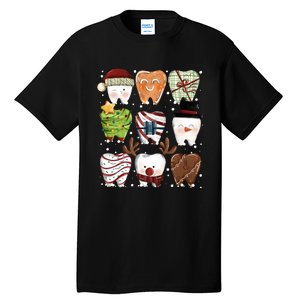 Funny Christmas Teeth Dental Dentist Santa Reindeer Snowman Gingerbread Tall T-Shirt