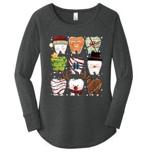 Funny Christmas Teeth Dental Dentist Santa Reindeer Snowman Gingerbread Women's Perfect Tri Tunic Long Sleeve Shirt