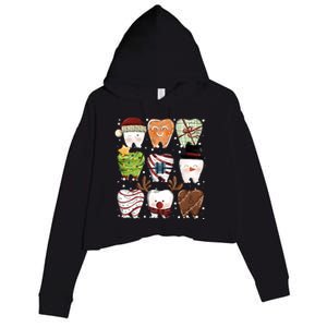 Funny Christmas Teeth Dental Dentist Santa Reindeer Snowman Gingerbread Crop Fleece Hoodie