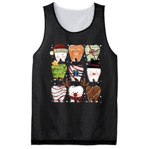 Funny Christmas Teeth Dental Dentist Santa Reindeer Snowman Gingerbread Mesh Reversible Basketball Jersey Tank