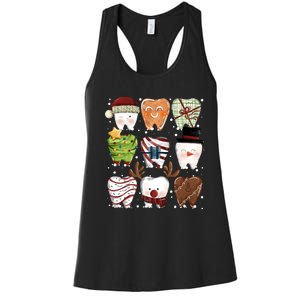 Funny Christmas Teeth Dental Dentist Santa Reindeer Snowman Gingerbread Women's Racerback Tank