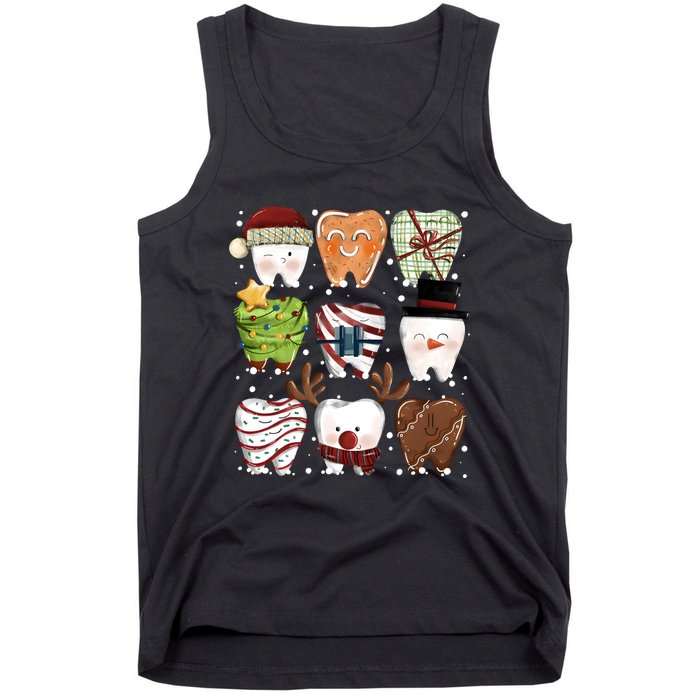 Funny Christmas Teeth Dental Dentist Santa Reindeer Snowman Gingerbread Tank Top