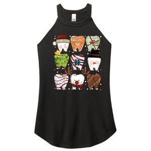 Funny Christmas Teeth Dental Dentist Santa Reindeer Snowman Gingerbread Women's Perfect Tri Rocker Tank