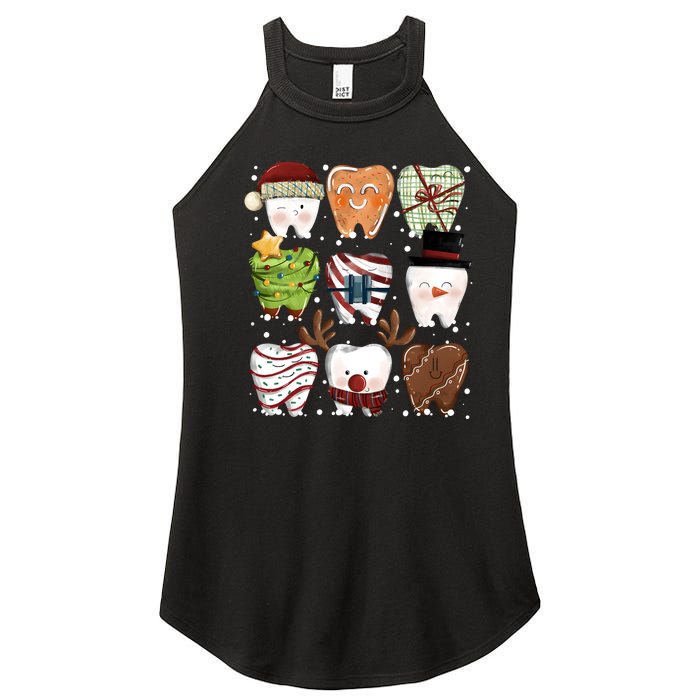 Funny Christmas Teeth Dental Dentist Santa Reindeer Snowman Gingerbread Women's Perfect Tri Rocker Tank